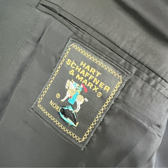 HART SCHAFFNER & MARX Wool Blazer Sports Coat 2 Button Single Vent Black 44R - Picture 5 of 10